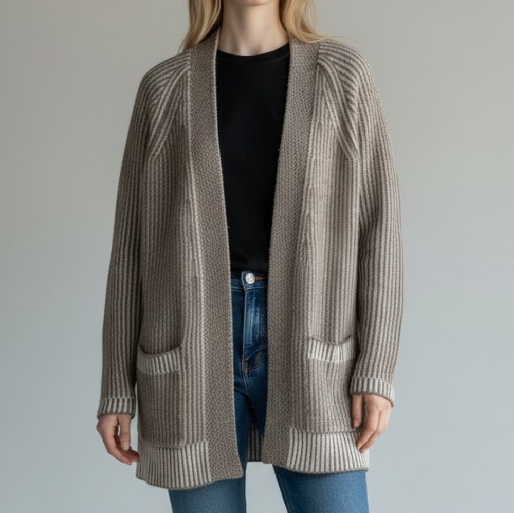 Elisabetta Ribbed Open-Front Cardigan Sweater